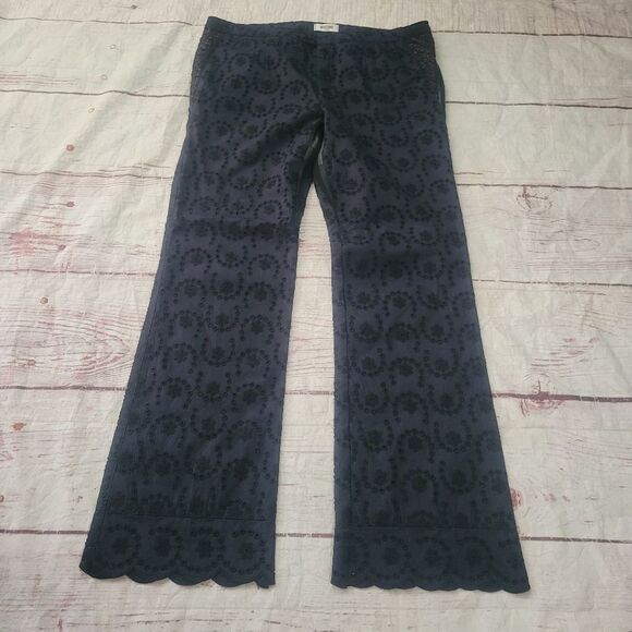 Moschino Eyelet Pants With Faux Leather Accents Size 8 - Picture 1 of 6